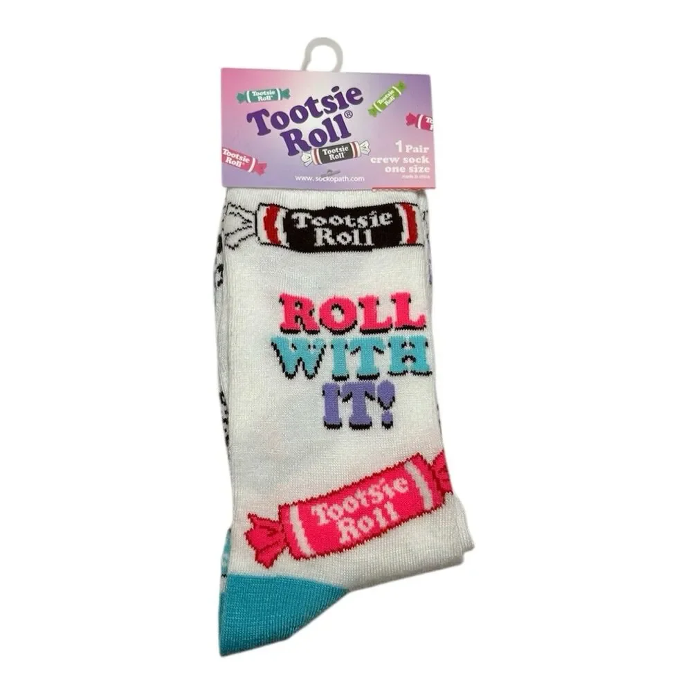 1x Tootsie Roll Novelty Crew Socks Adult Set One Size